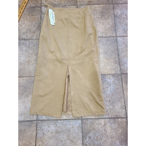VTG Easy Spirit women's TAN skirt sz 2 microsuede front tie back slit Sz 10/12 - Picture 9 of 9
